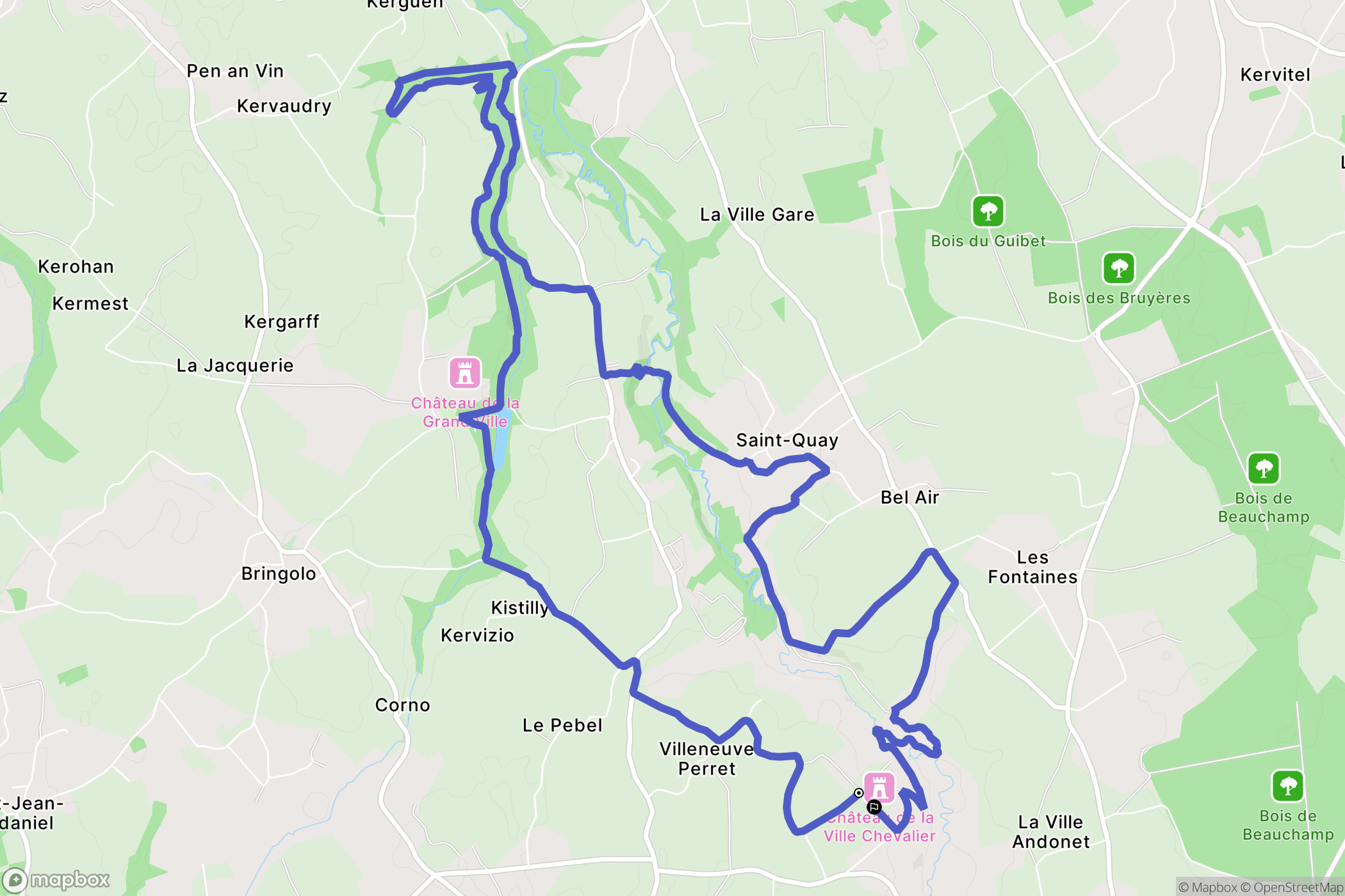 Châtelaudren-Plouagat : carte du parcours de randonnée - France