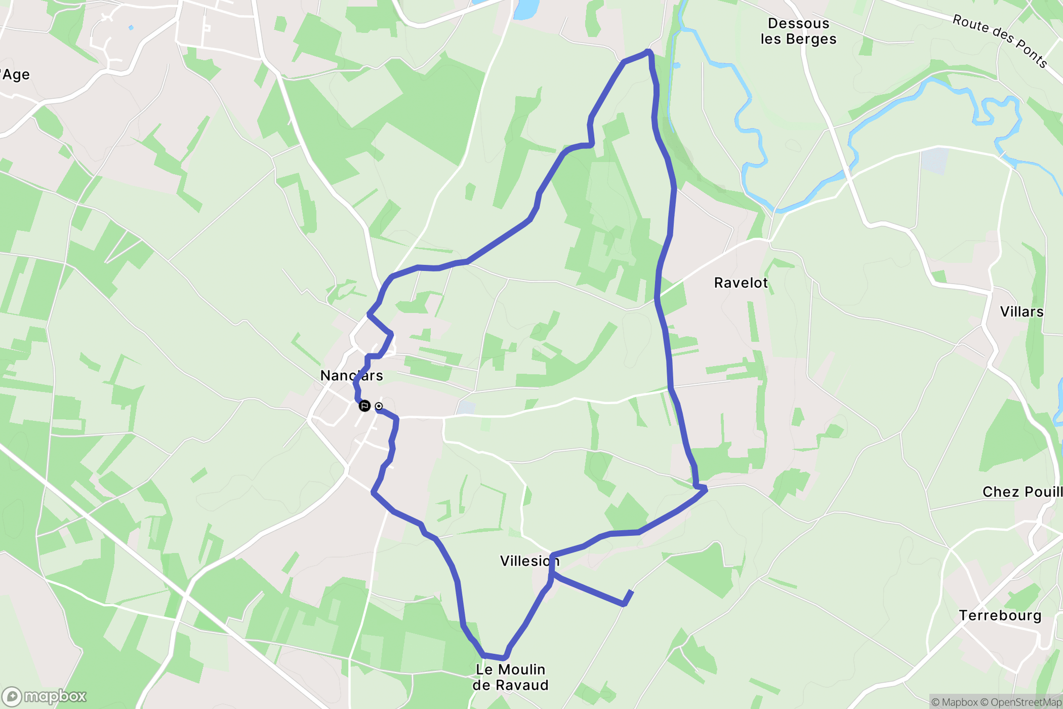Nanclars : carte du parcours de randonnée - France