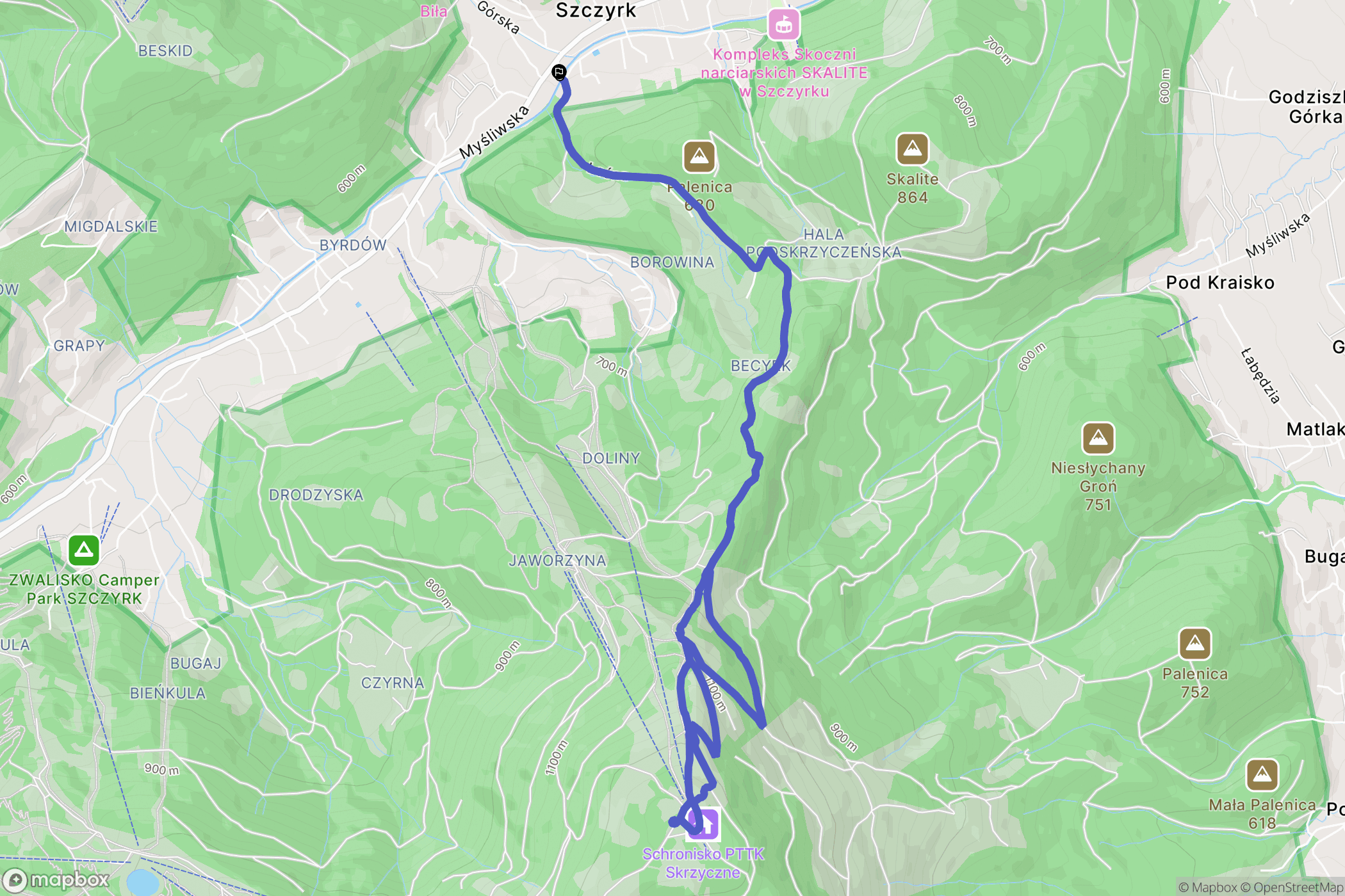 Szczyrk: mapa trasy - Poland