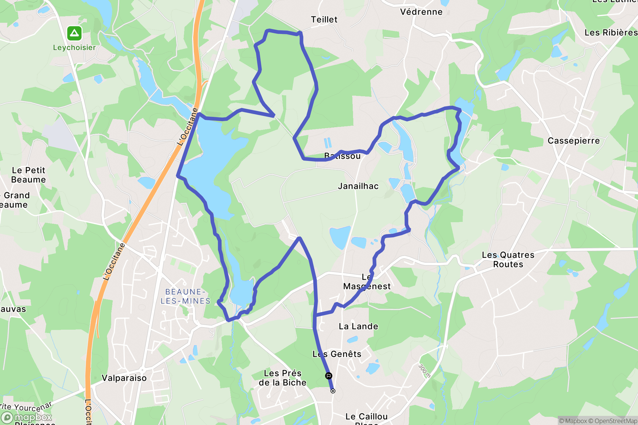 Rilhac-Rancon : carte du parcours de randonnée - France