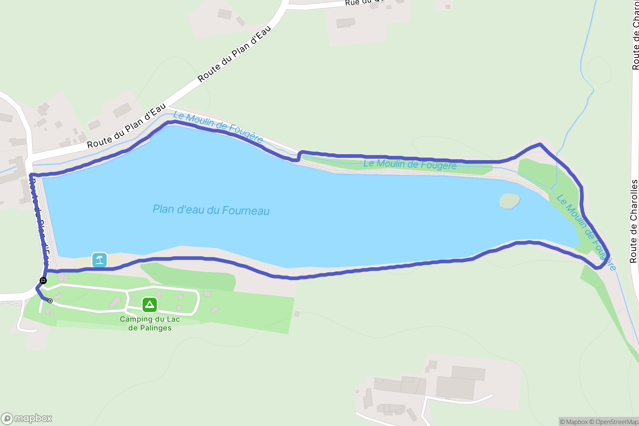 Palinges : carte du parcours de randonnée - France