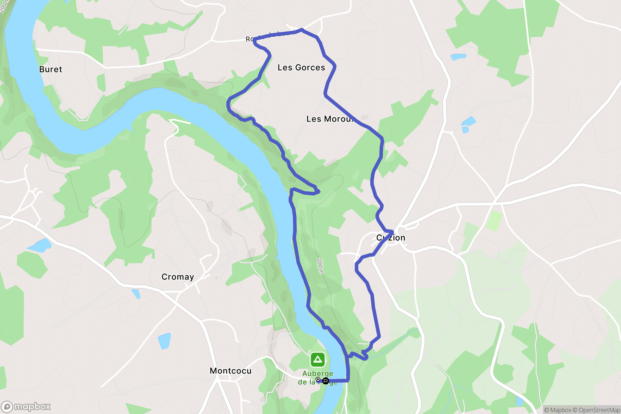 Cuzion : carte du parcours de randonnée - France