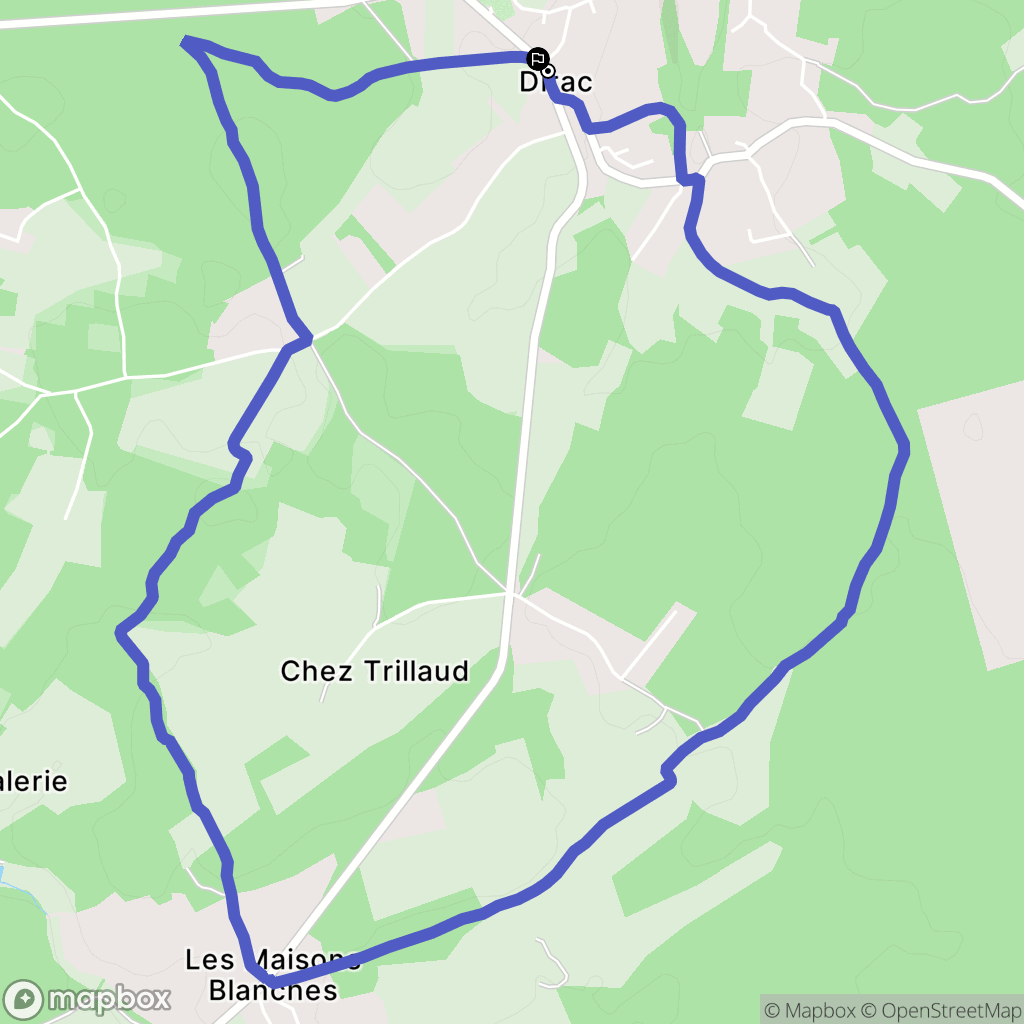 Dirac : carte du parcours de randonnée - France