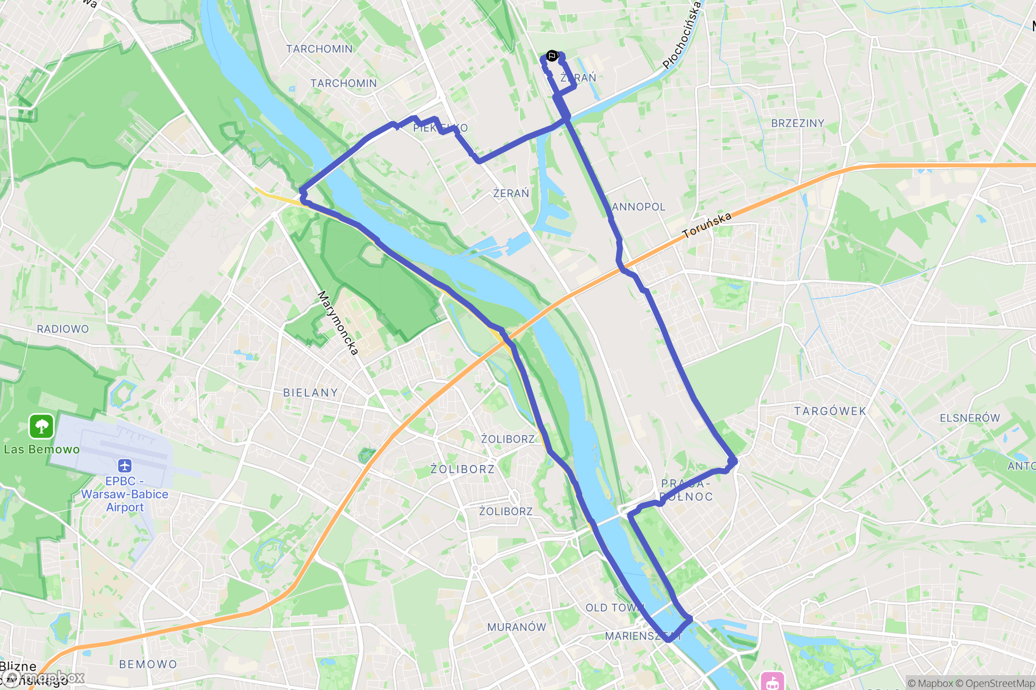 Warszawa: mapa trasy - Poland
