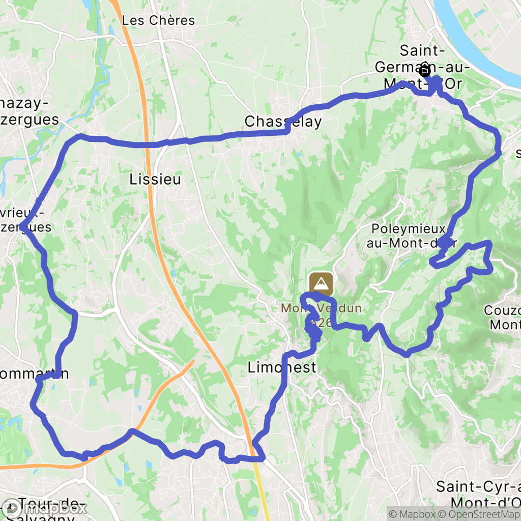 Saint-Germain-au-Mont-d'Or : carte du parcours de randonnée - France