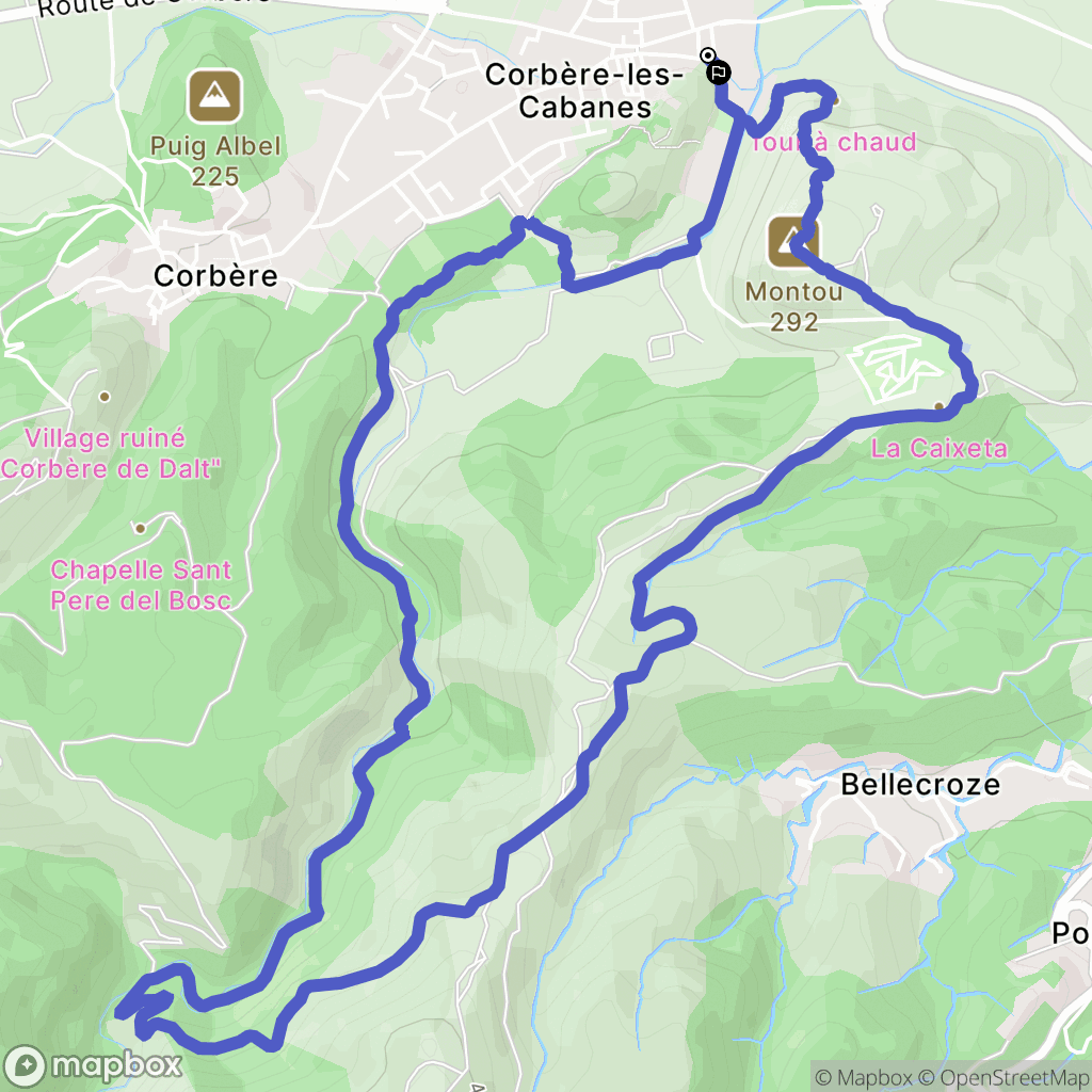 Corbère-les-Cabanes : carte du parcours de randonnée - France