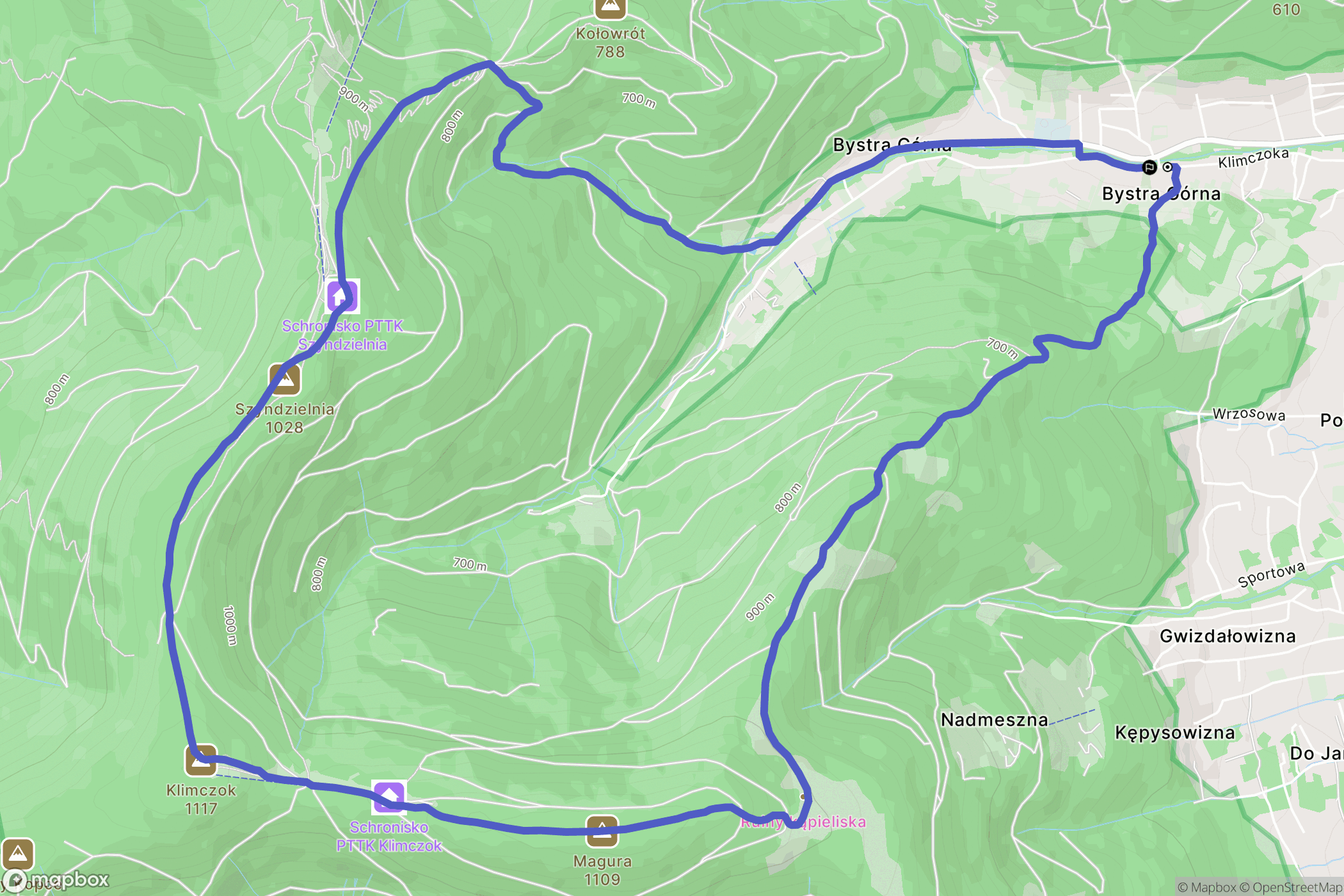 Bystra: mapa trasy - Poland