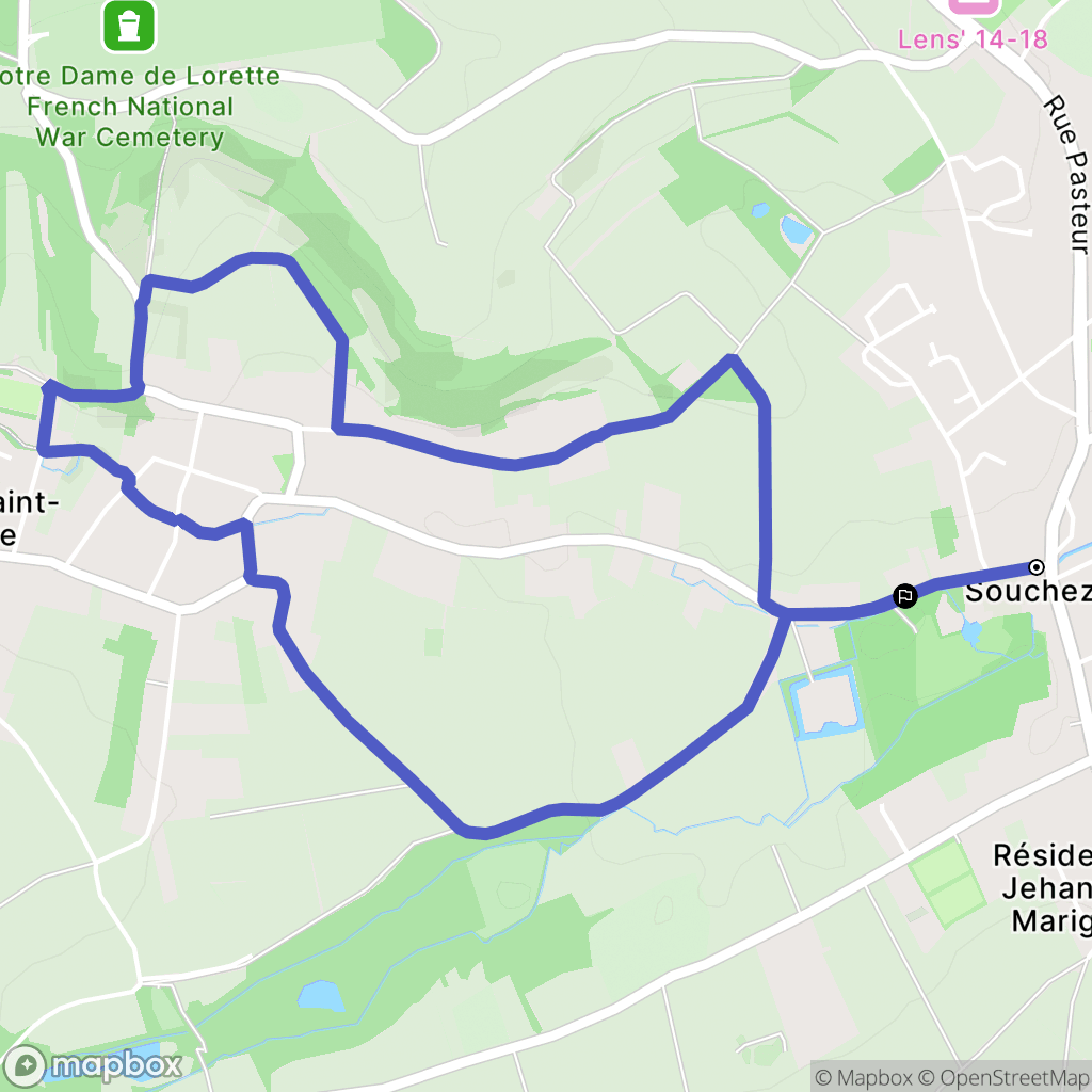 Souchez : carte du parcours de randonnée - France