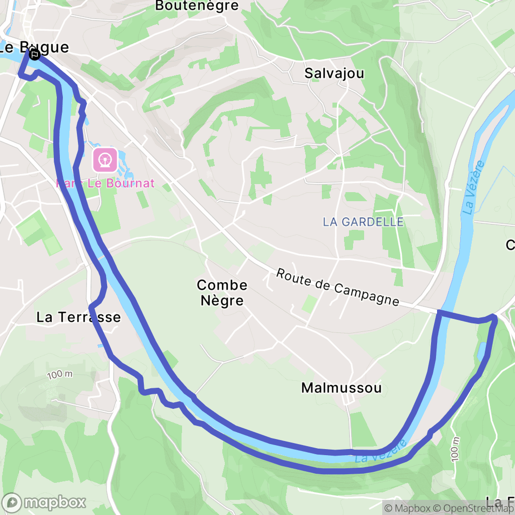 Le Bugue : carte du parcours de randonnée - France