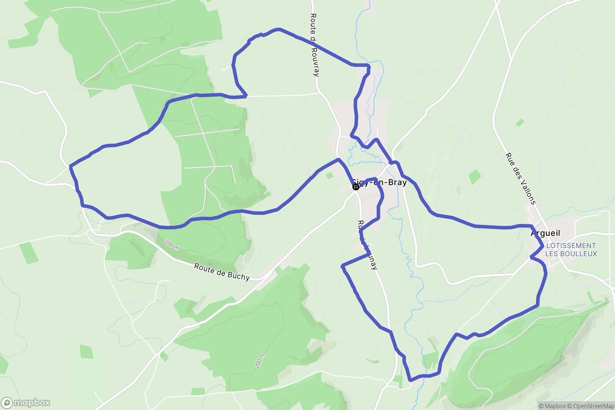 Sigy-en-Bray : carte du parcours de randonnée - France