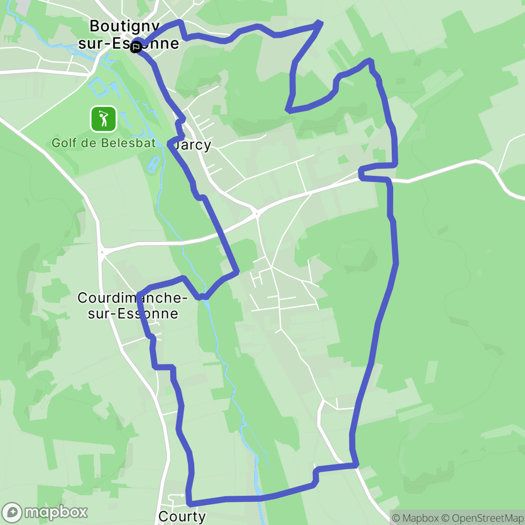 Boutigny-sur-Essonne : carte du parcours de randonnée - France