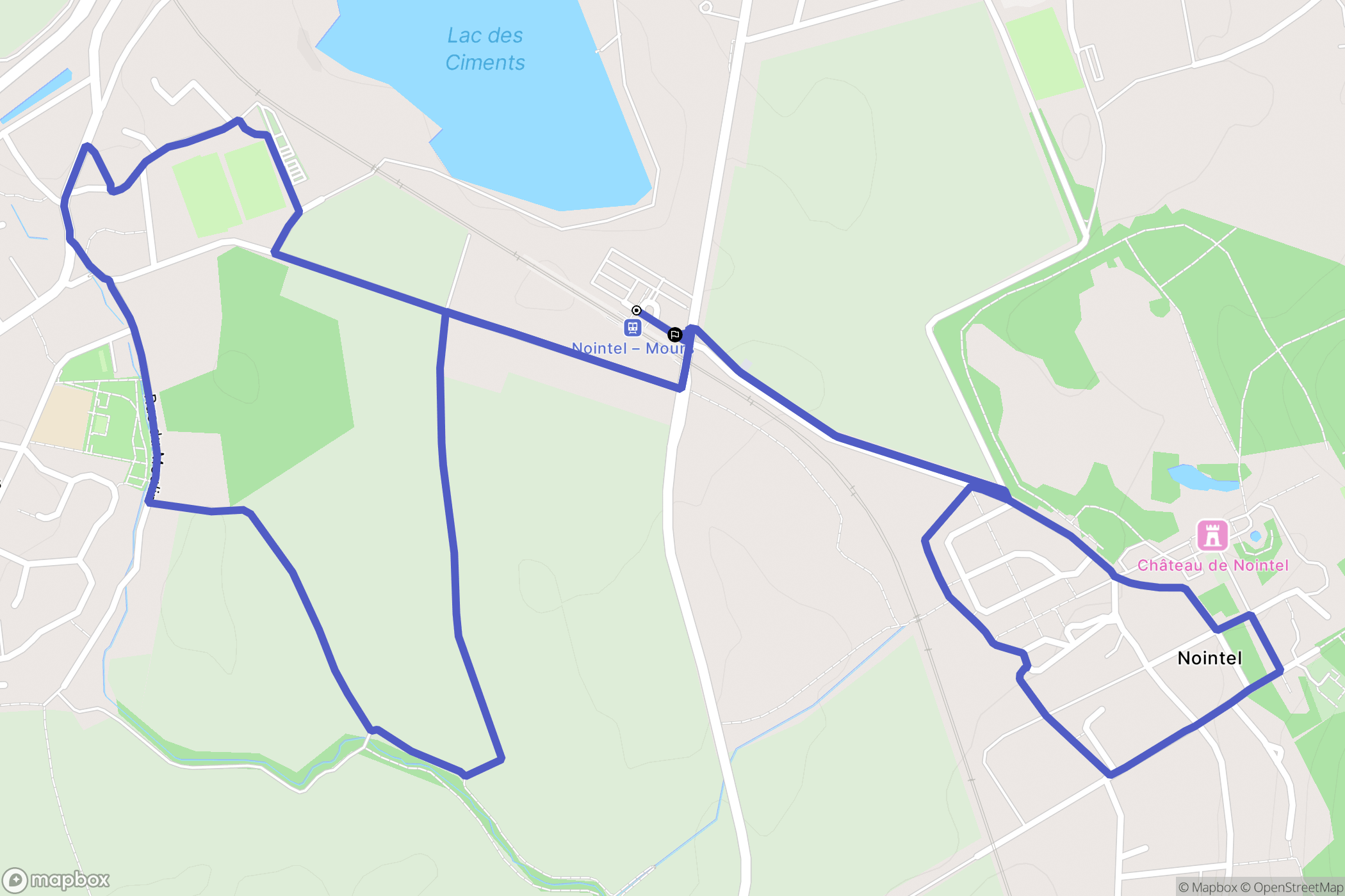 Nointel : carte du parcours de randonnée - France