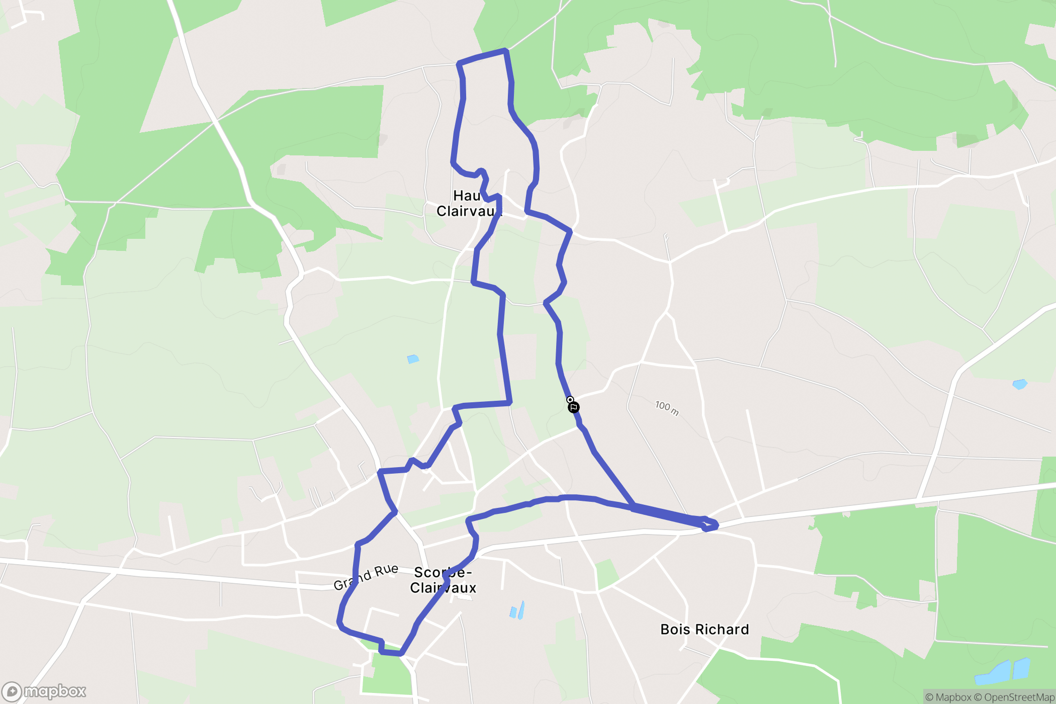 Scorbé-Clairvaux : carte du parcours de randonnée - France