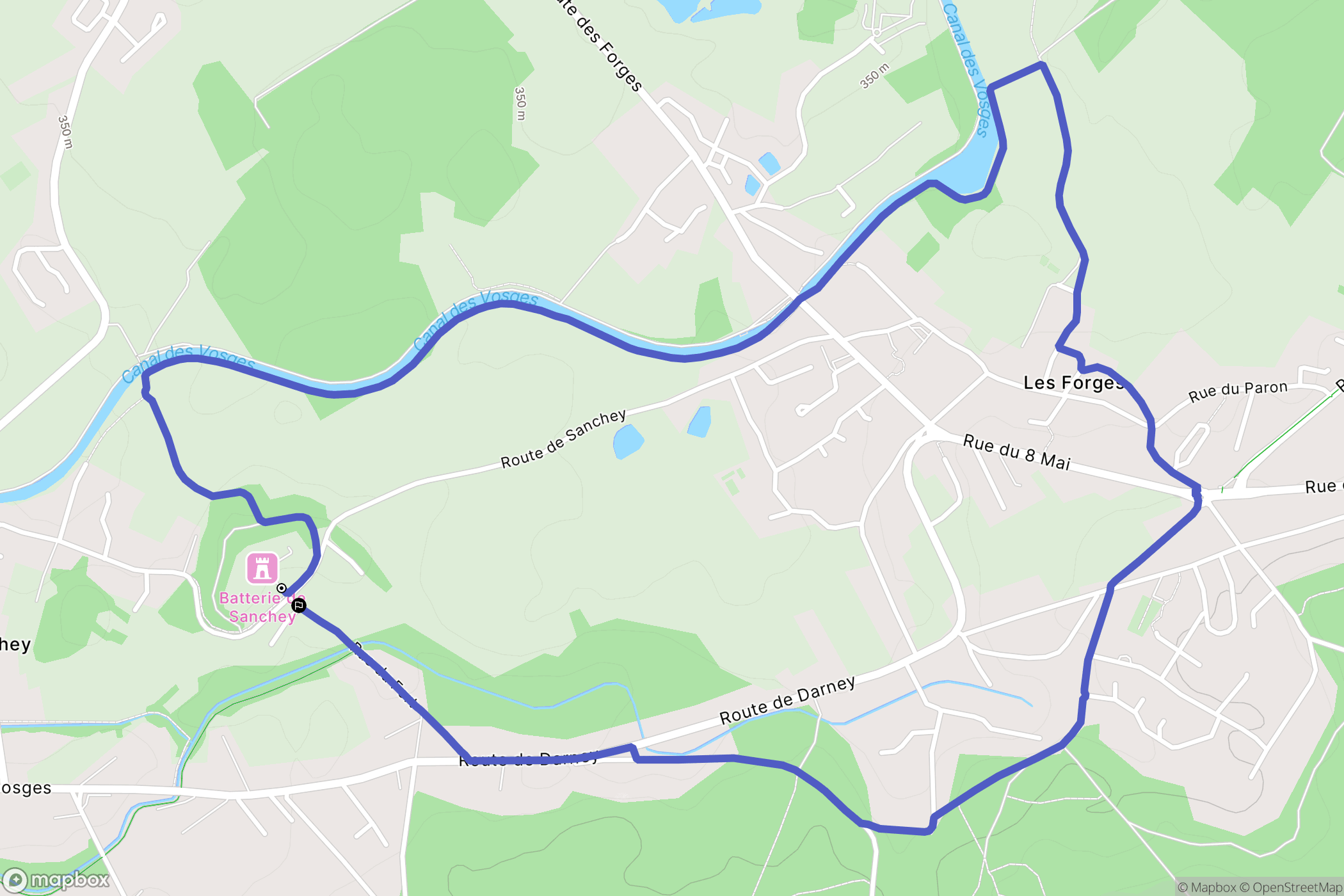 Sanchey : carte du parcours de randonnée - France