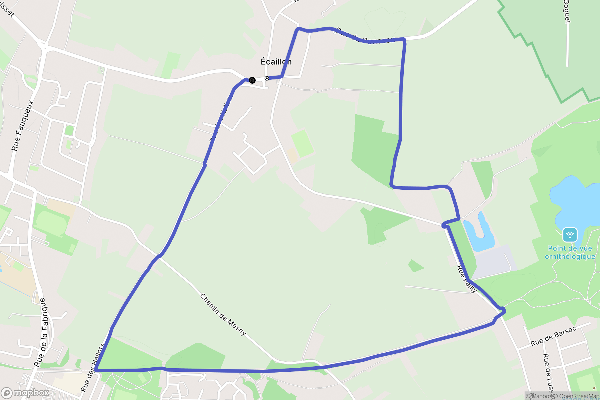 Écaillon : carte du parcours de randonnée - France