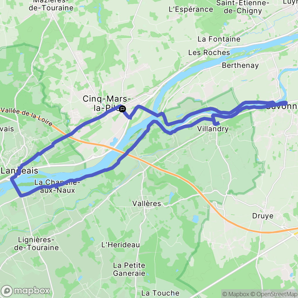 Cinq-Mars-la-Pile : carte du parcours de randonnée - France