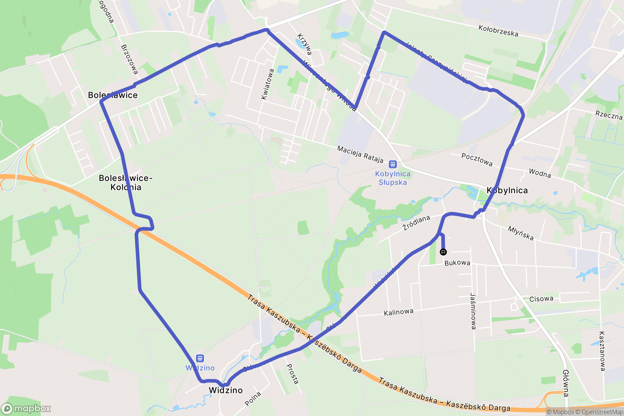 Kobylnica: mapa trasy - Poland