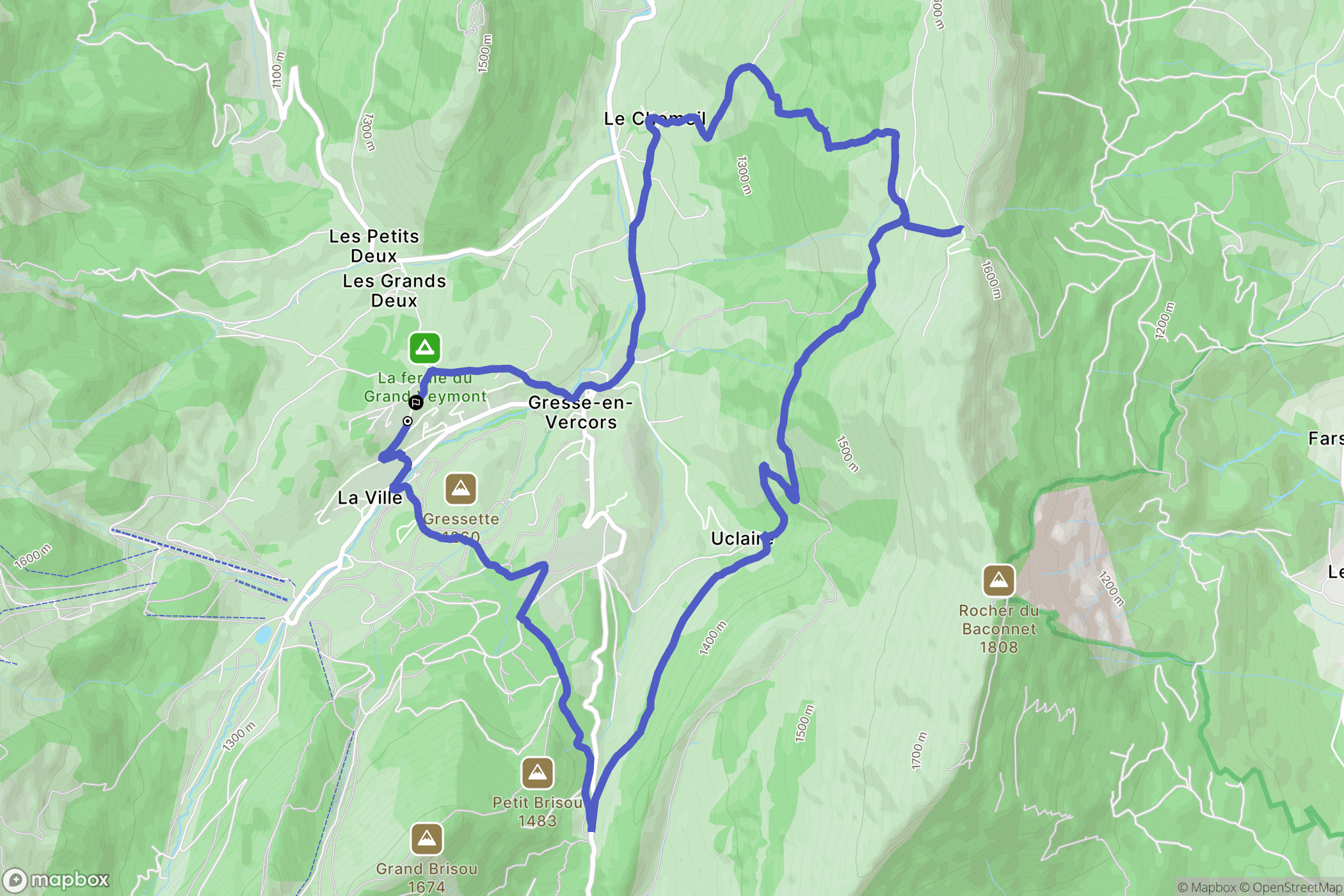 Gresse-en-Vercors : carte du parcours de randonnée - France