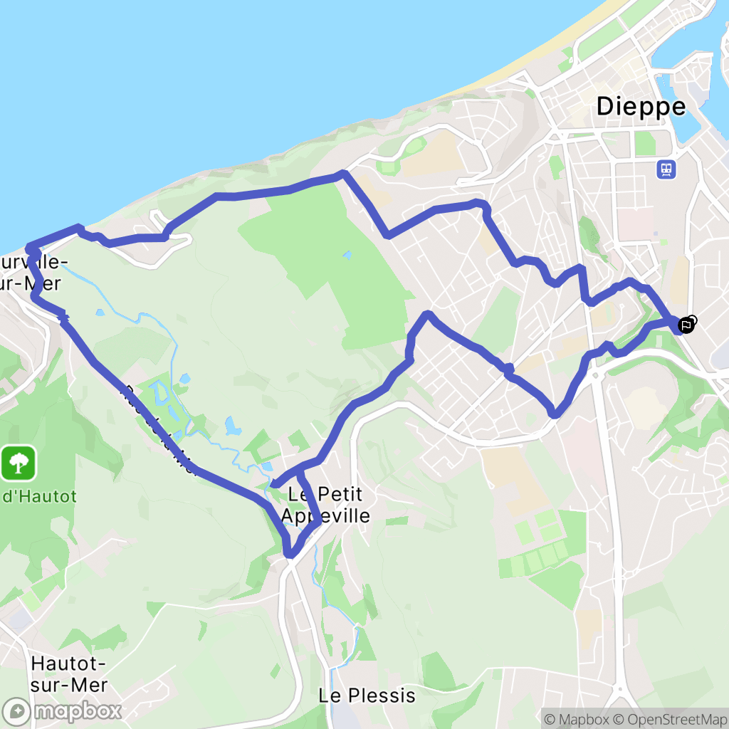 Dieppe : carte du parcours de randonnée - France