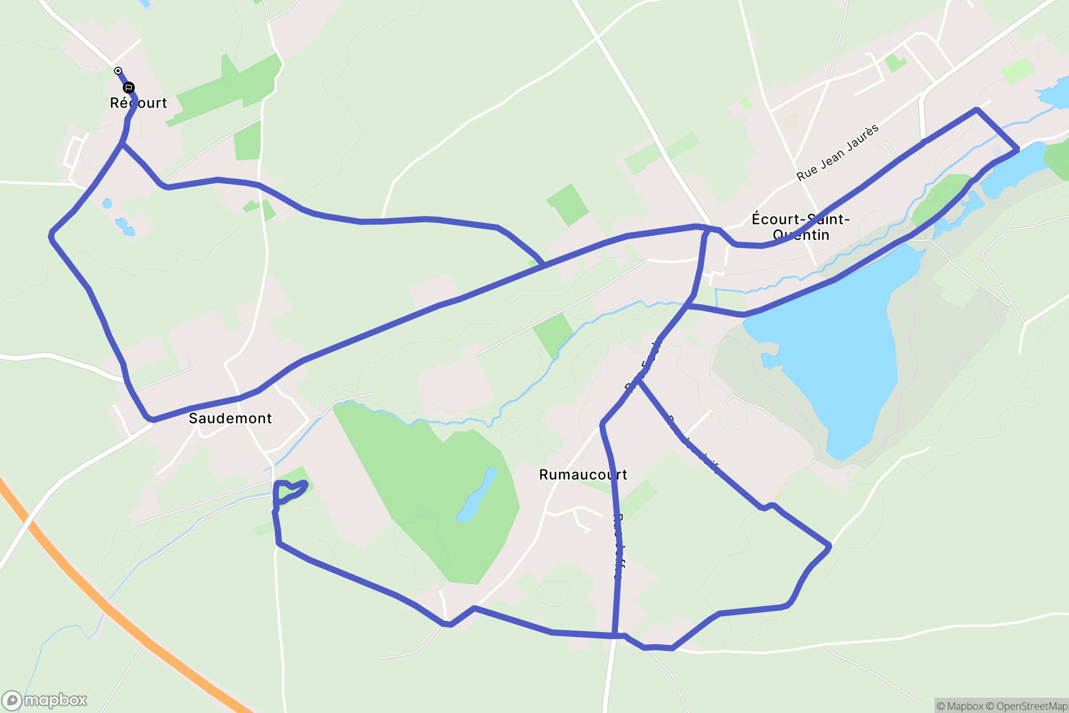 Récourt : carte du parcours de randonnée - France