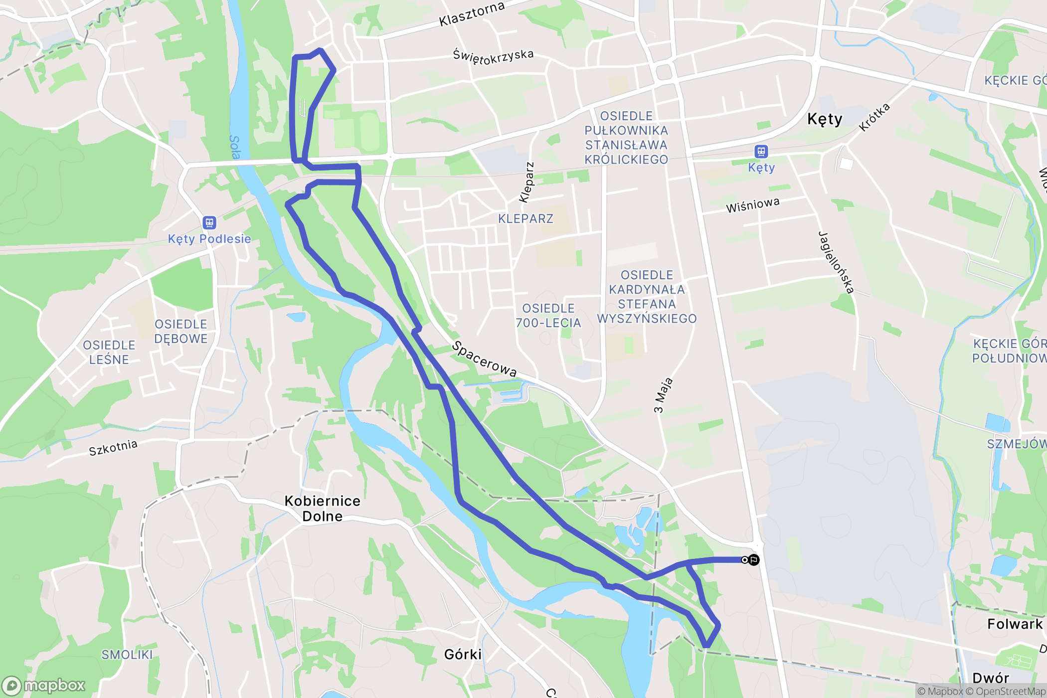 Kęty: mapa trasy - Poland