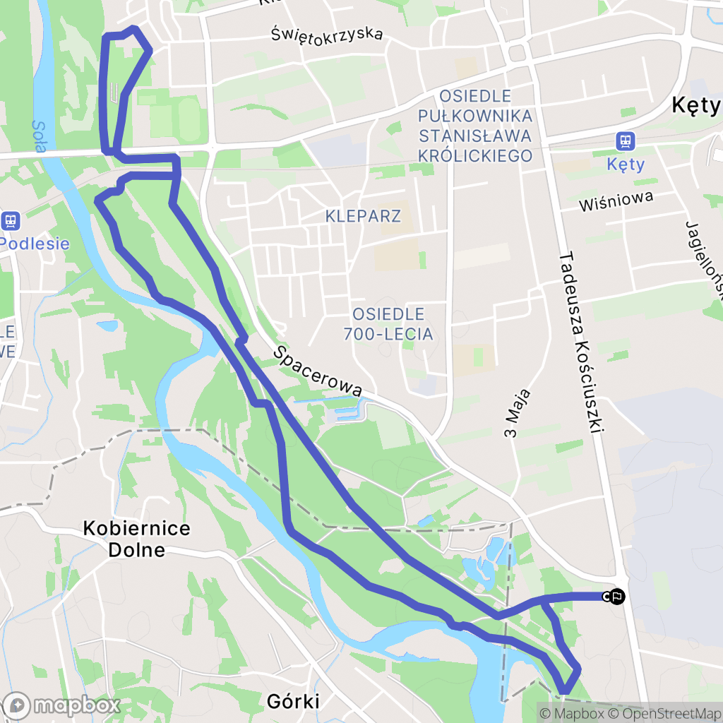 Kęty: mapa trasy - Poland