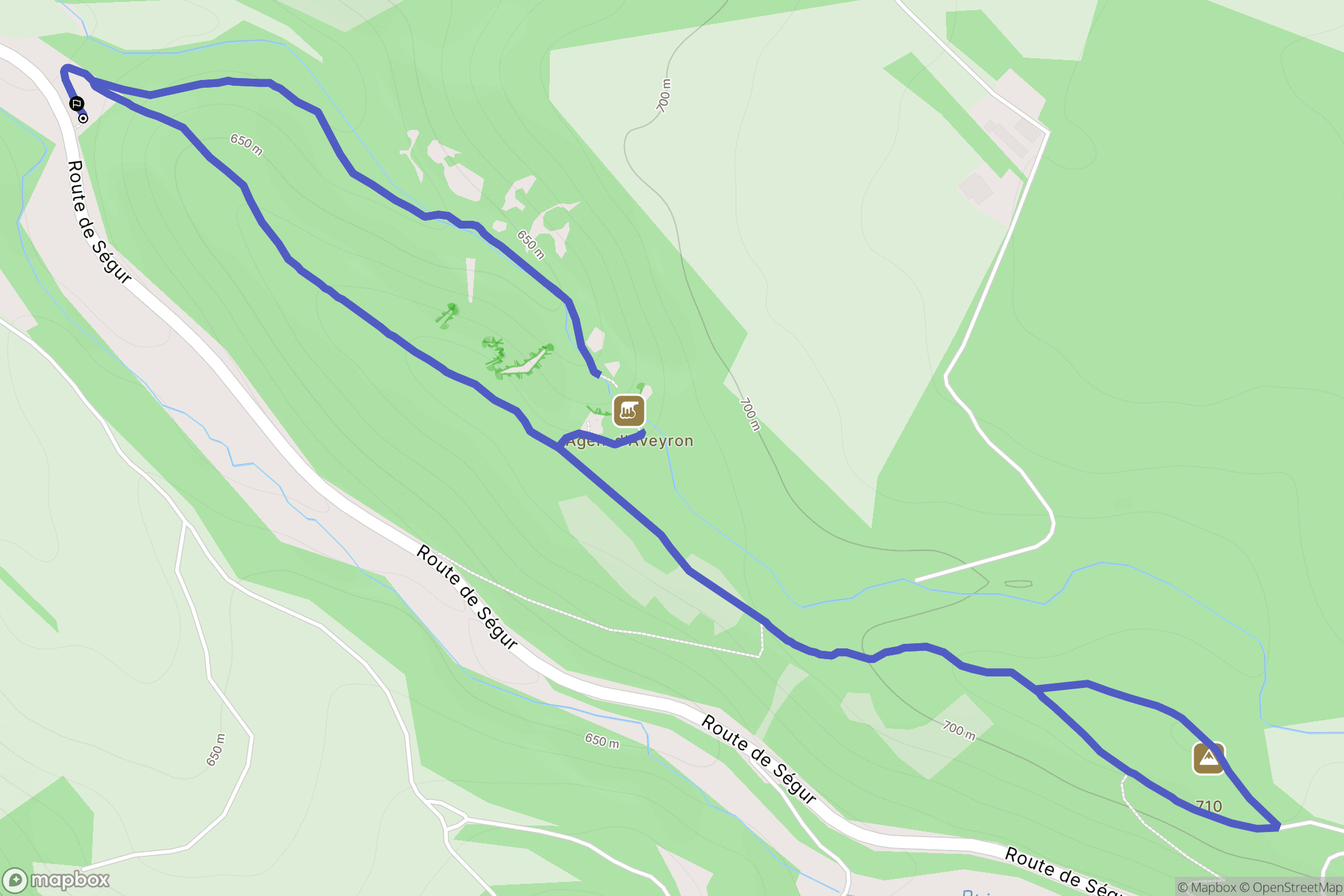 Agen-d'Aveyron : carte du parcours de randonnée - France