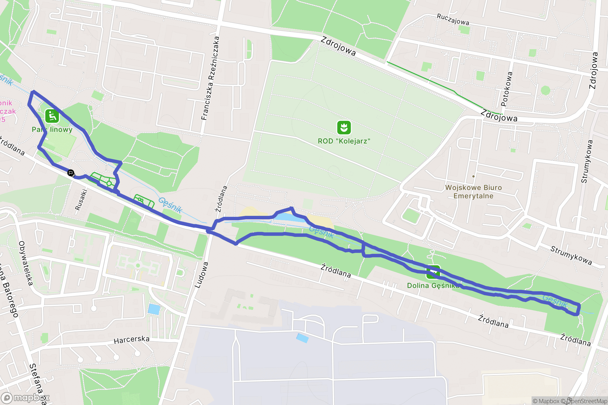 Zielona Góra: mapa trasy - Poland