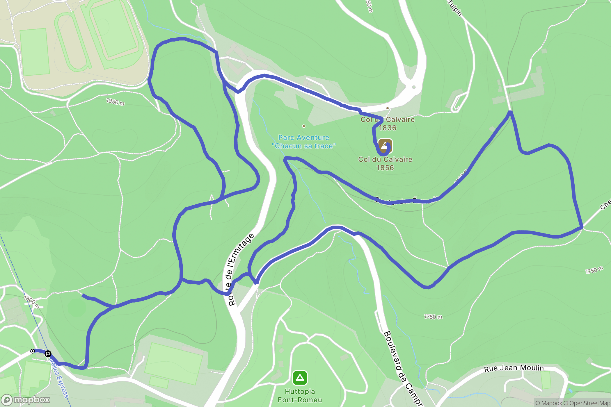 Font-Romeu-Odeillo-Via : carte du parcours de randonnée - France