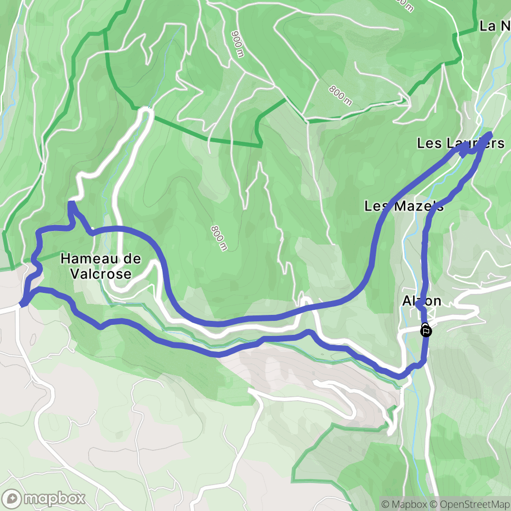 Alzon : carte du parcours de randonnée - France