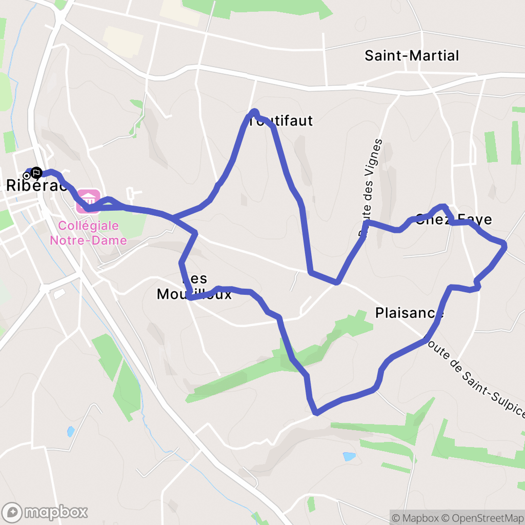 Ribérac : carte du parcours de randonnée - France