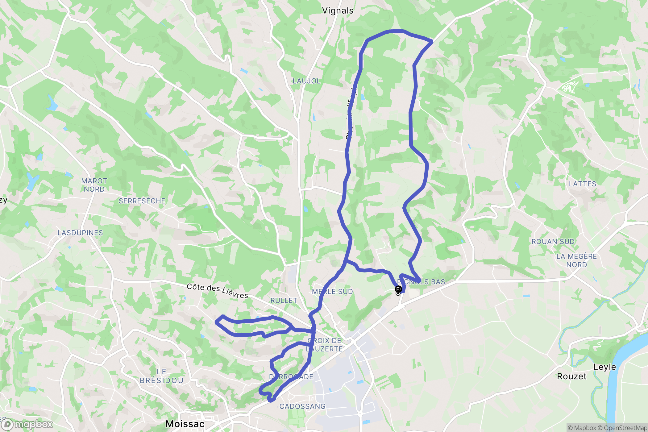 Moissac : carte du parcours de randonnée - France