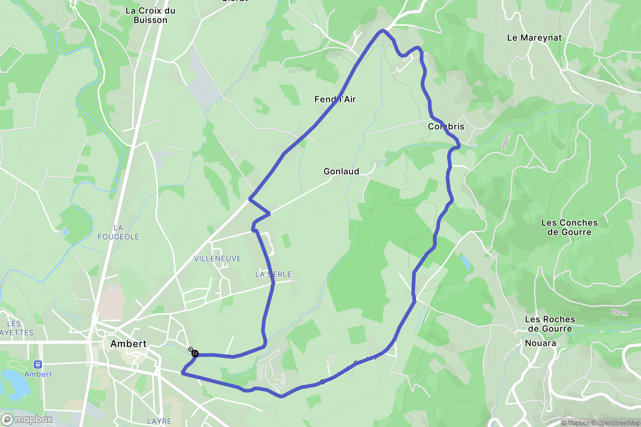 Ambert : carte du parcours de randonnée - France