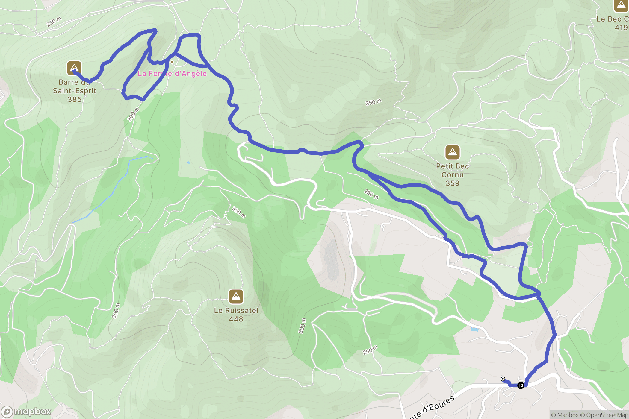 Aubagne : carte du parcours de randonnée - France