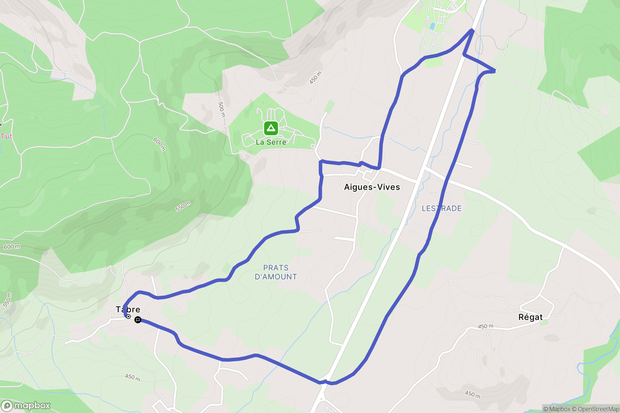 Tabre : carte du parcours de randonnée - France