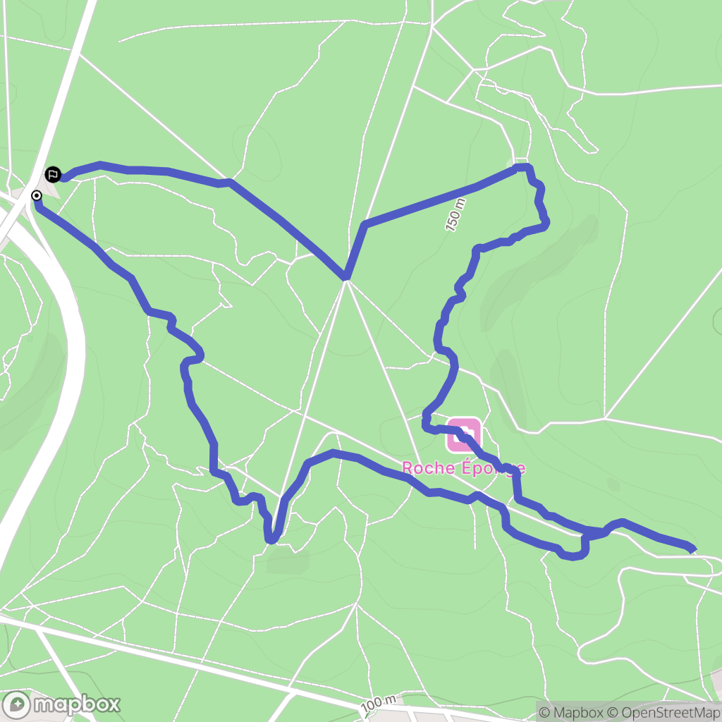 Fontainebleau : carte du parcours de randonnée - France