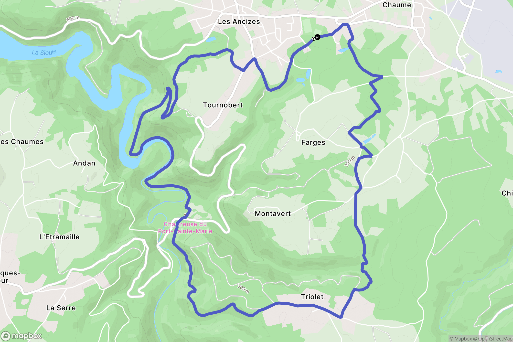 Les Ancizes-Comps : carte du parcours de randonnée - France