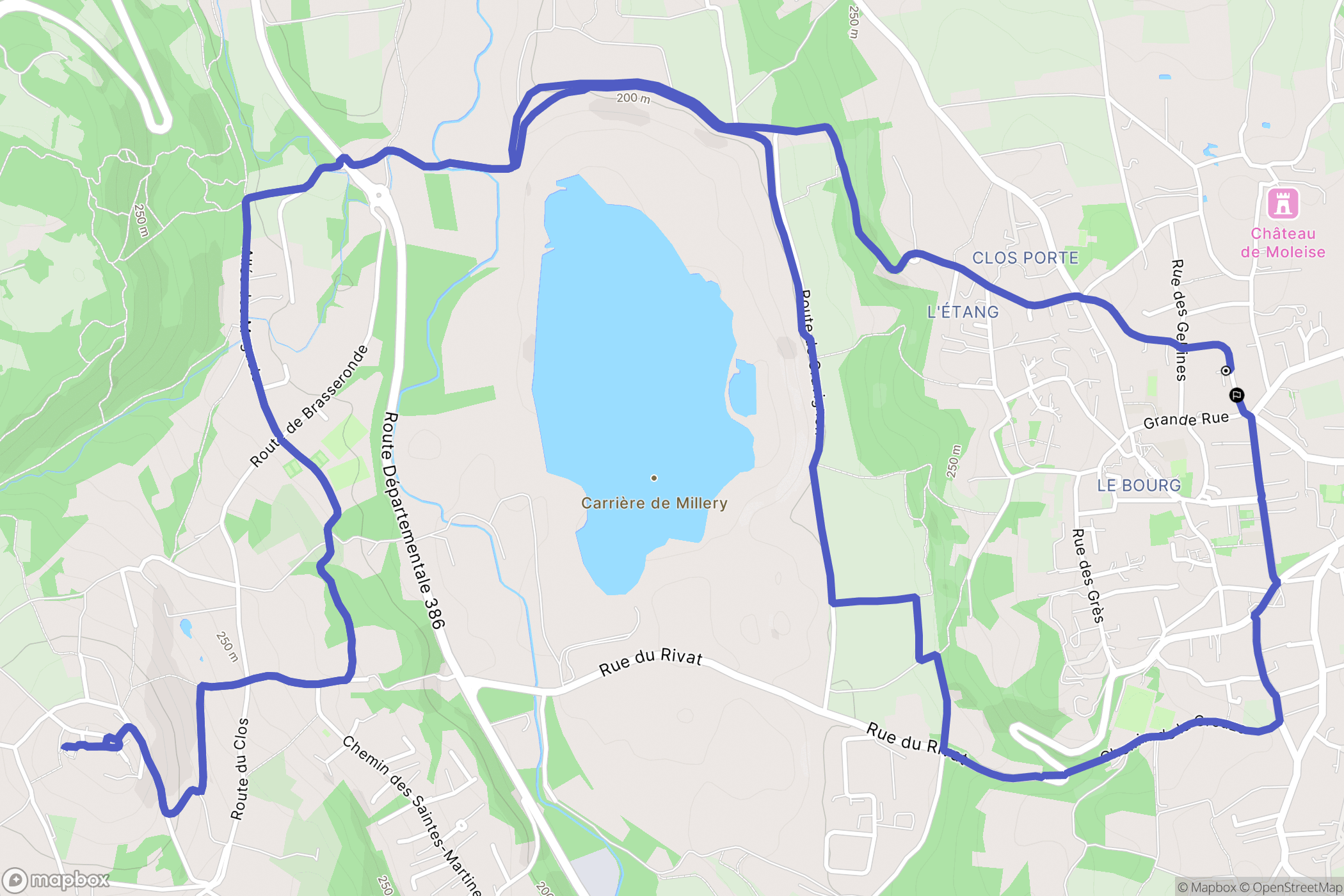 Millery : carte du parcours de randonnée - France