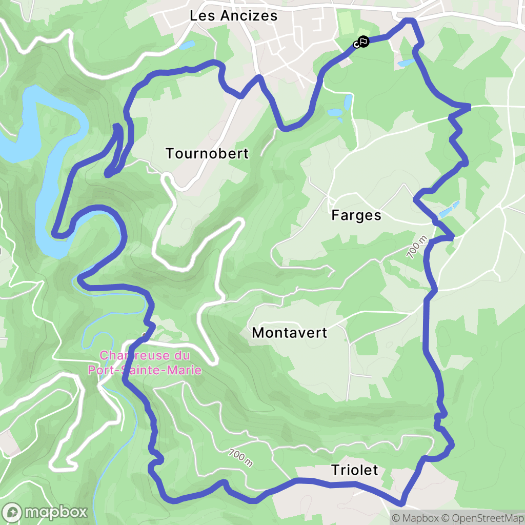 Les Ancizes-Comps : carte du parcours de randonnée - France