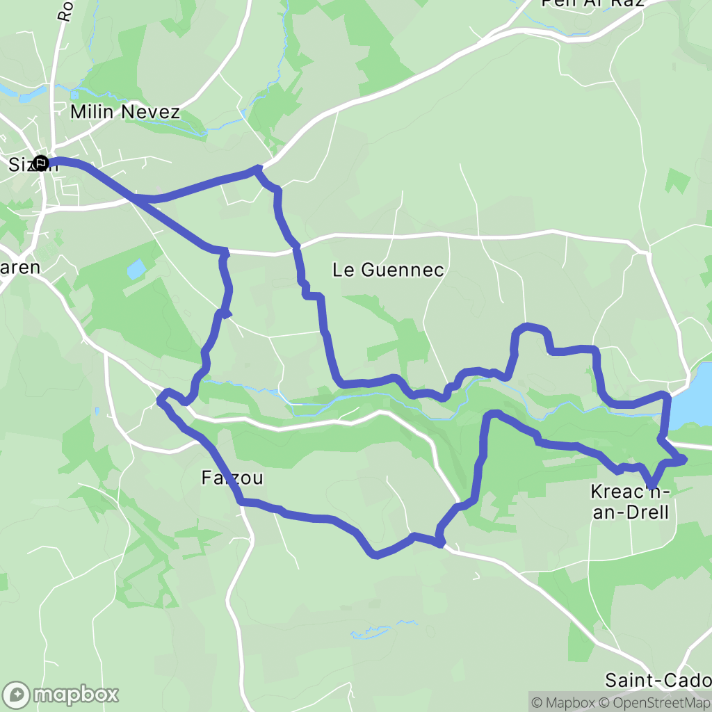 Sizun : carte du parcours de randonnée - France