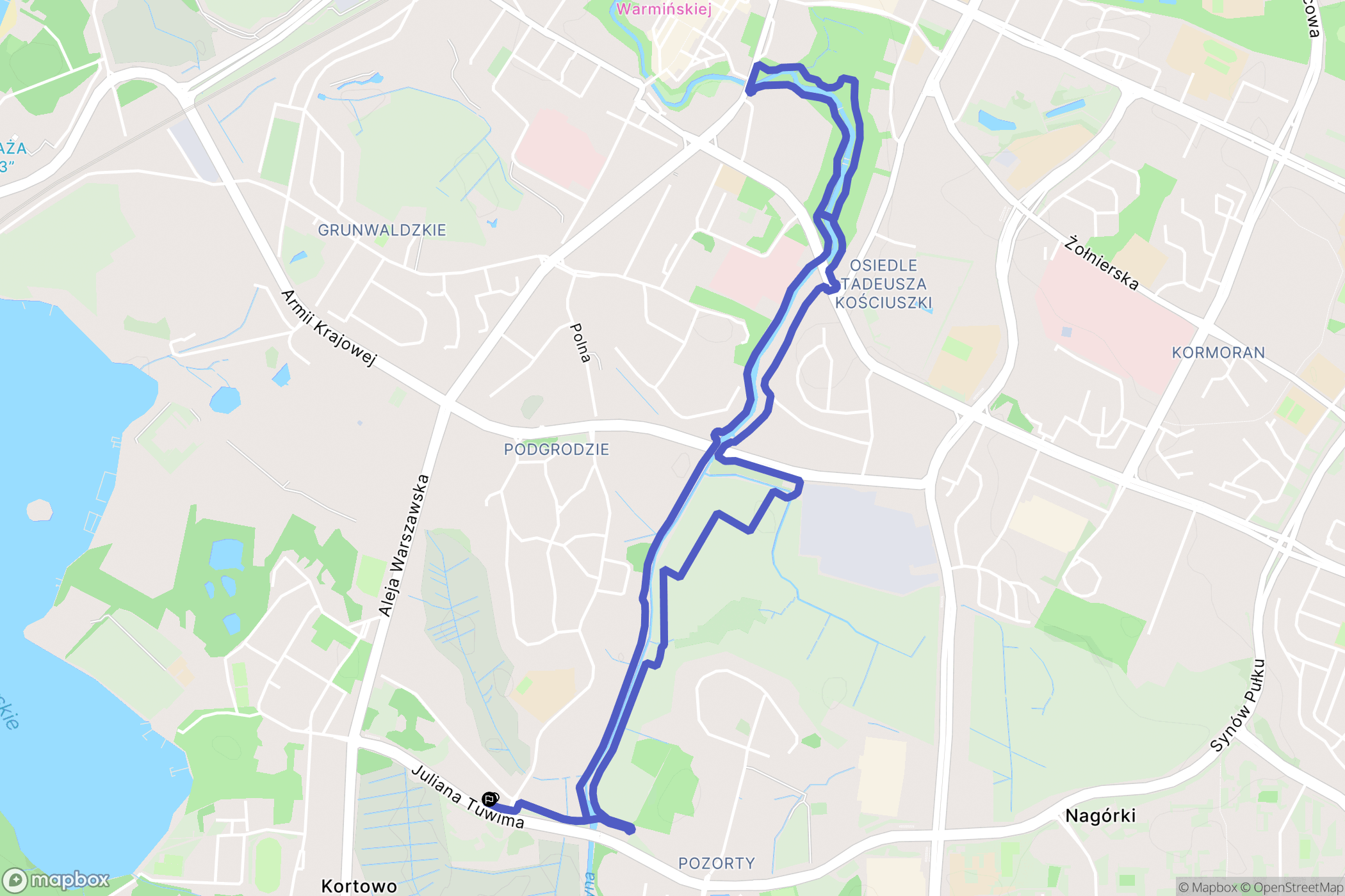 Olsztyn: mapa trasy - Poland
