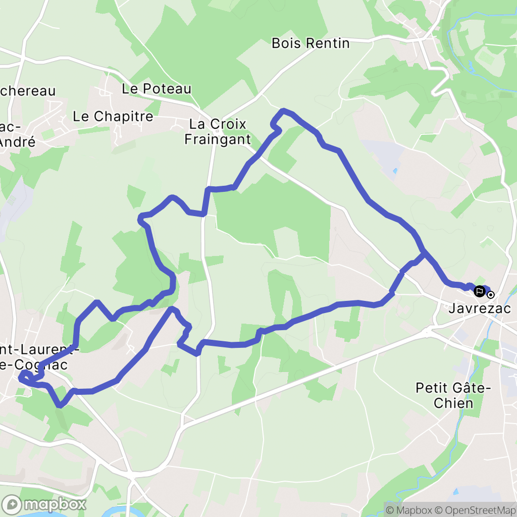 Javrezac : carte du parcours de randonnée - France