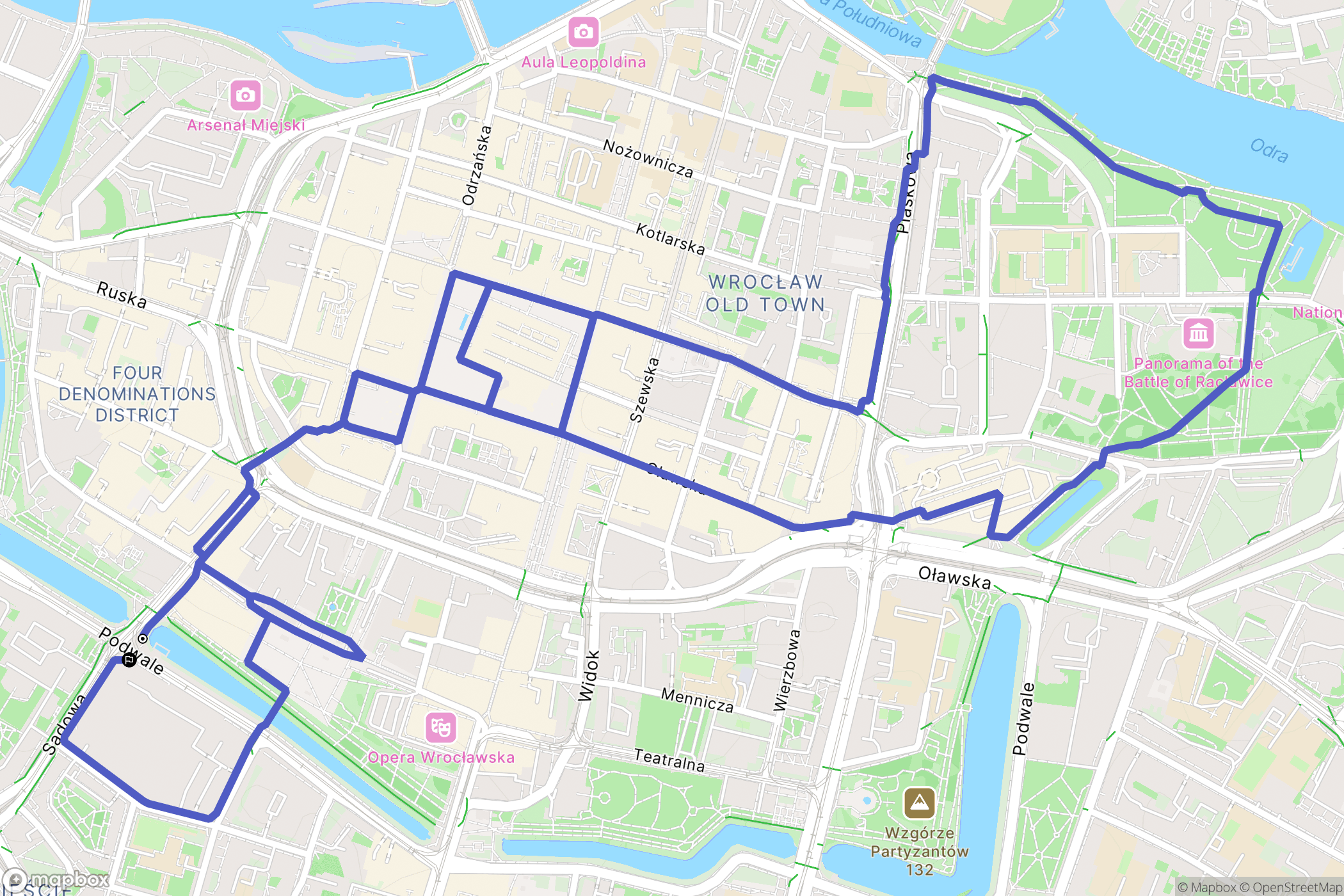 Wrocław: mapa trasy - Poland