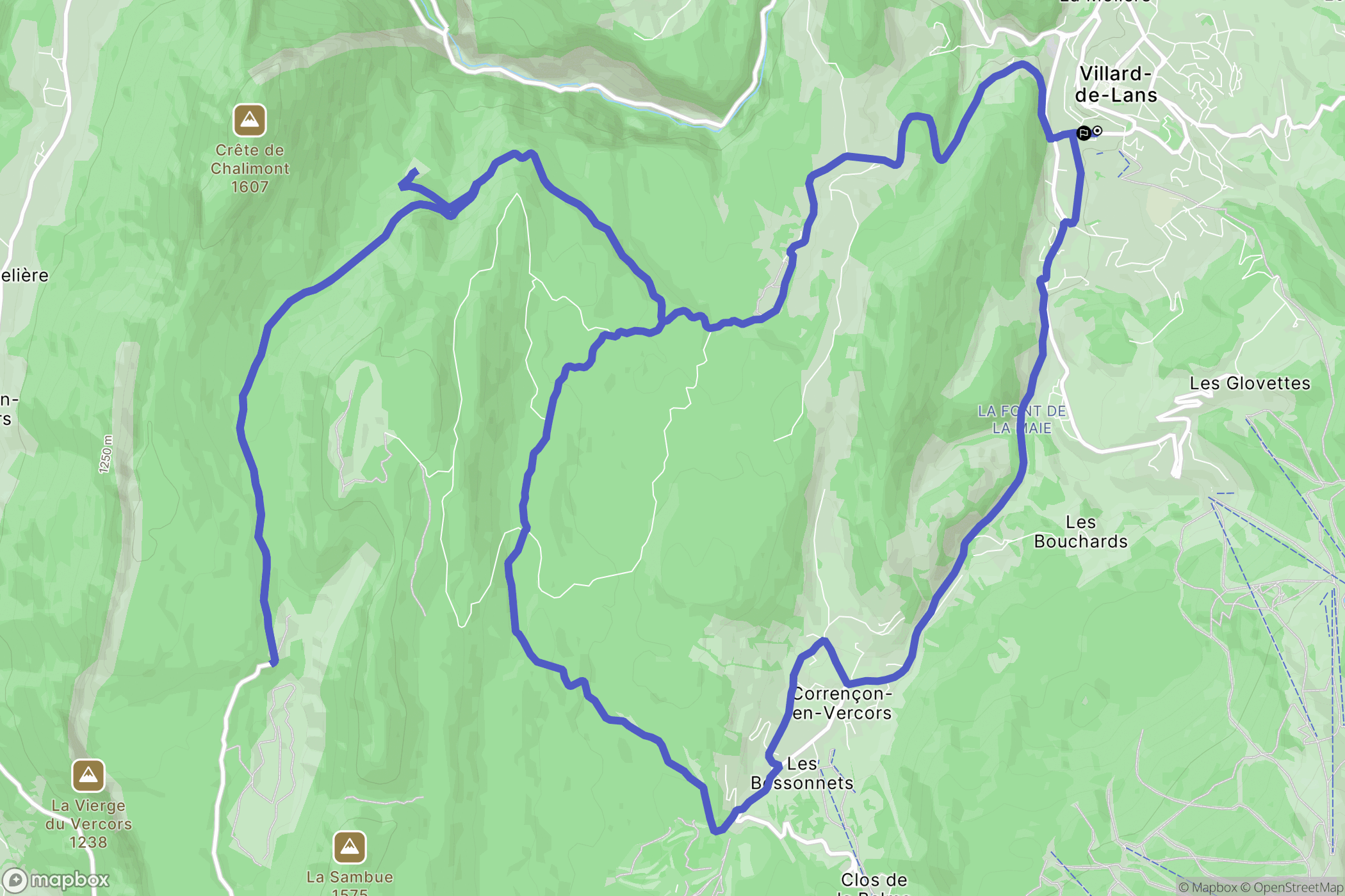 Villard-de-Lans : carte du parcours de randonnée - France