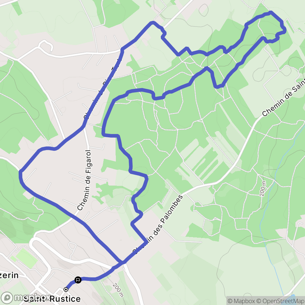 Saint-Rustice : carte du parcours de randonnée - France