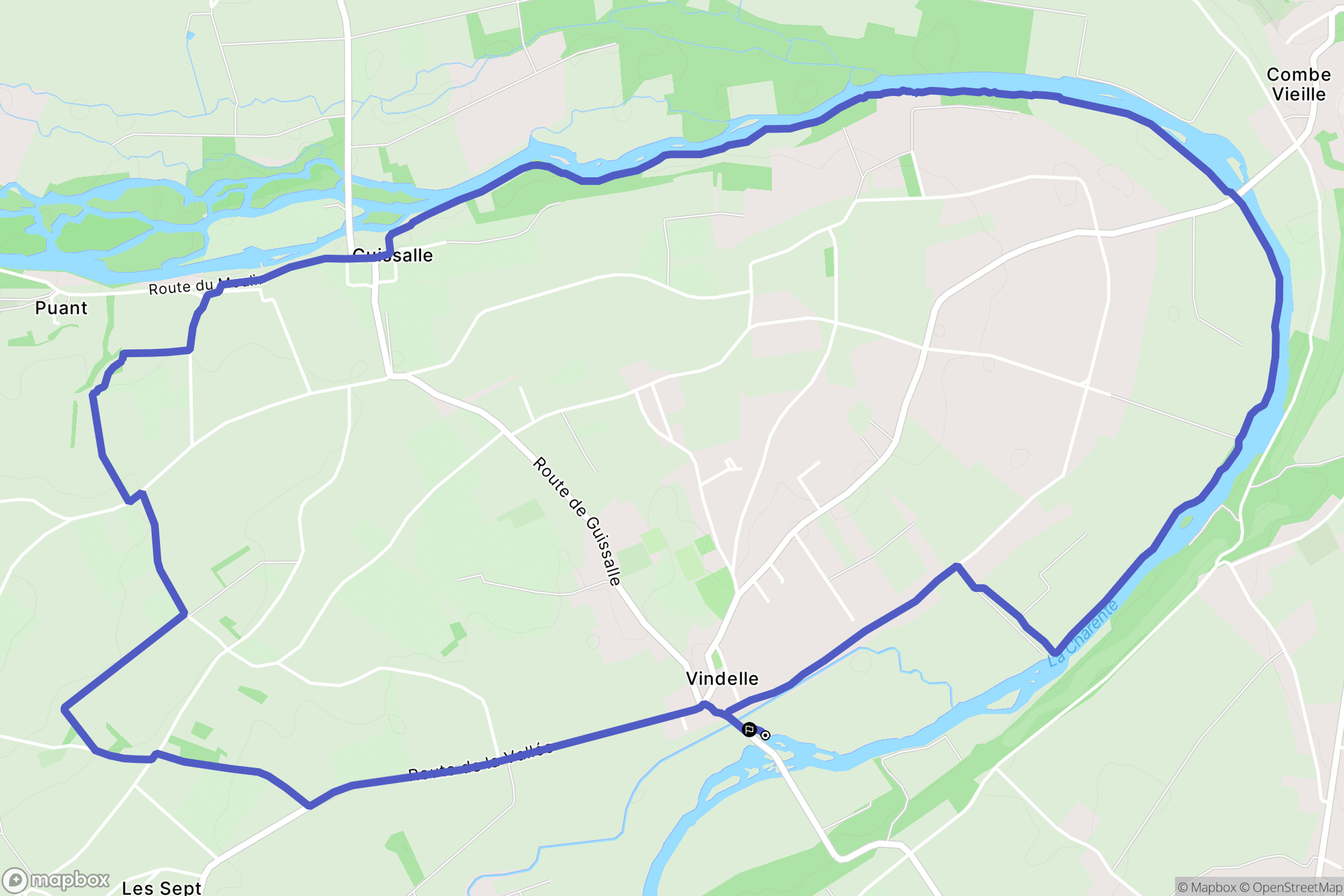 Vindelle : carte du parcours de randonnée - France