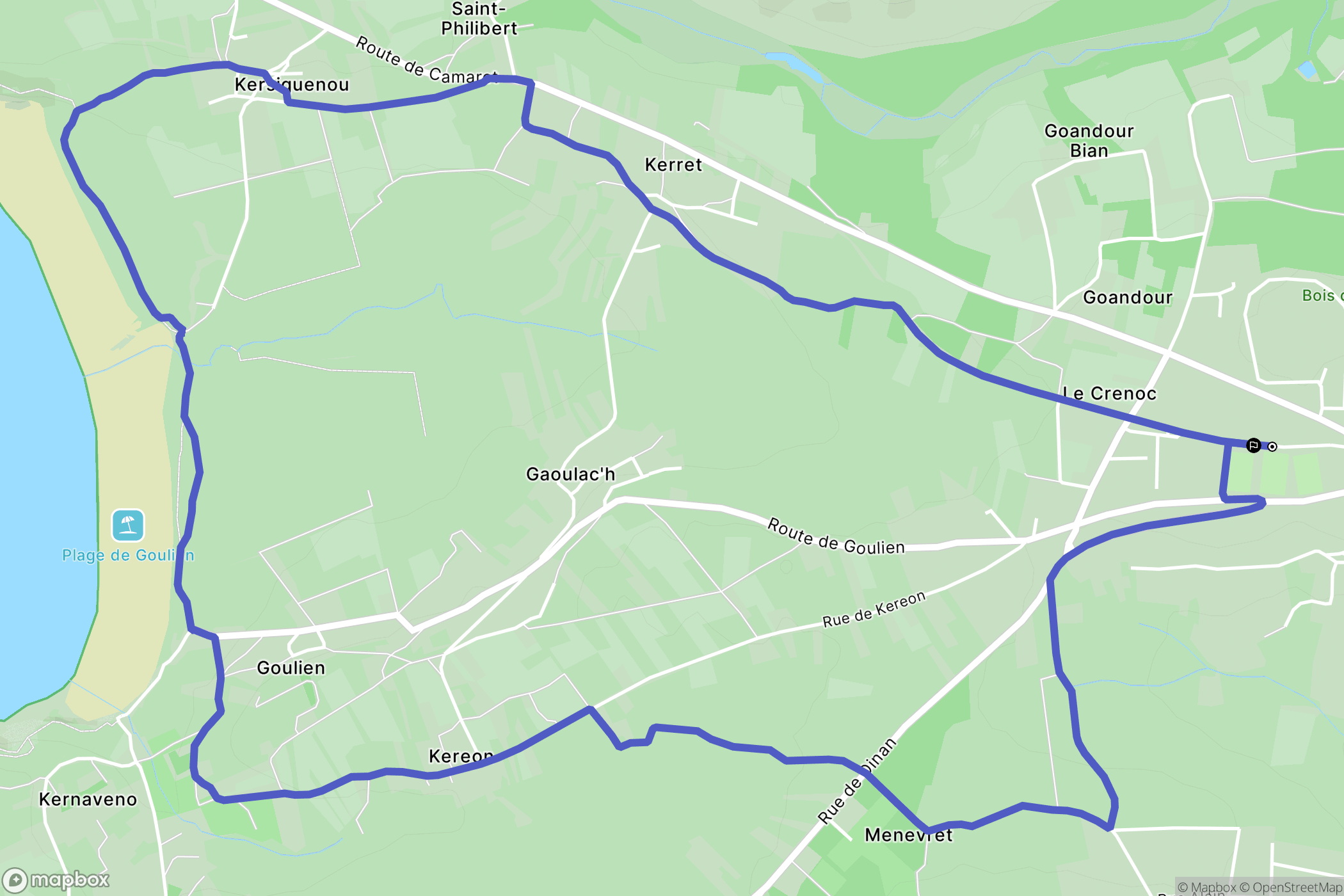 Crozon : carte du parcours de randonnée - France