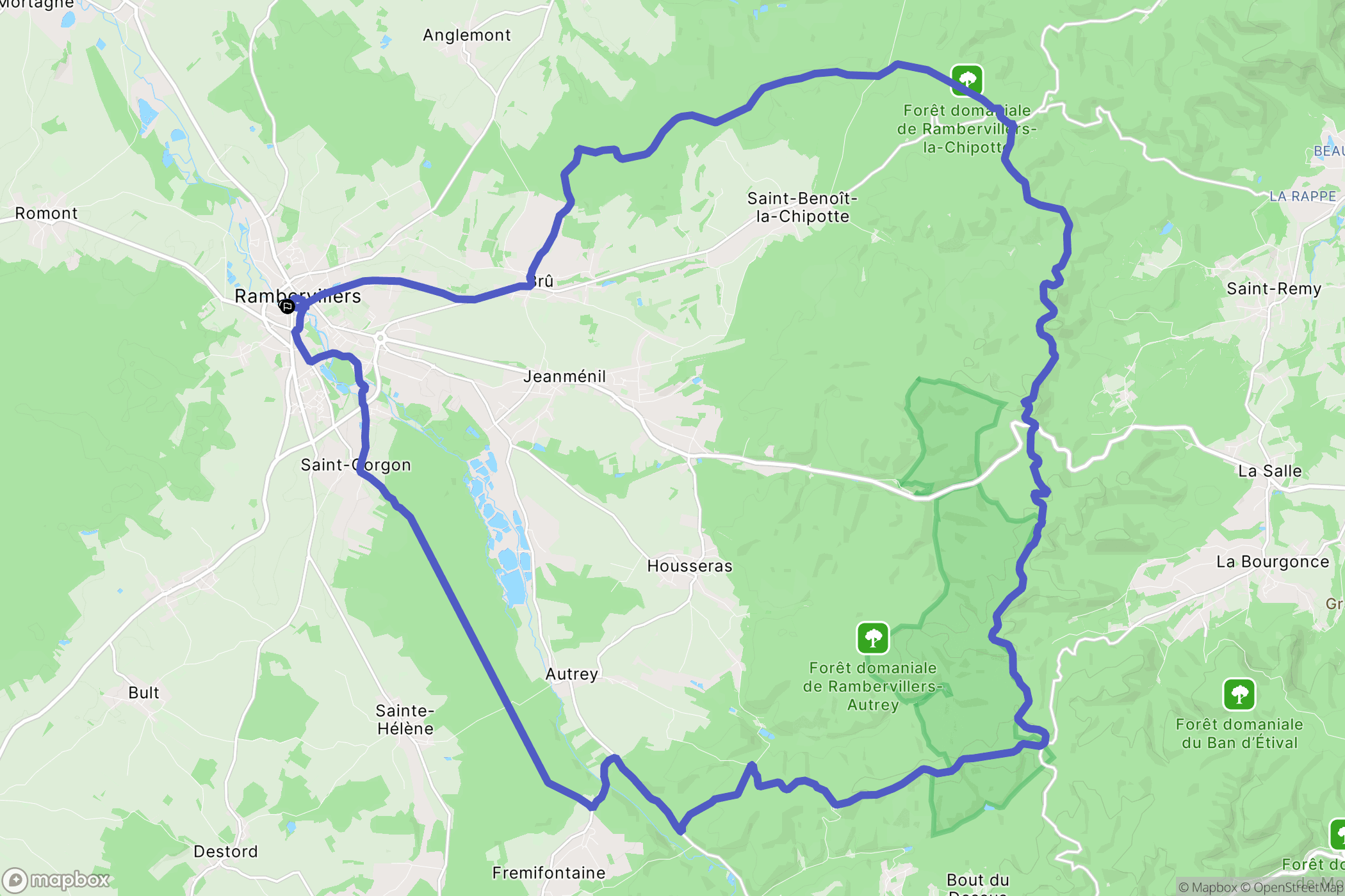 Rambervillers : carte du parcours de randonnée - France