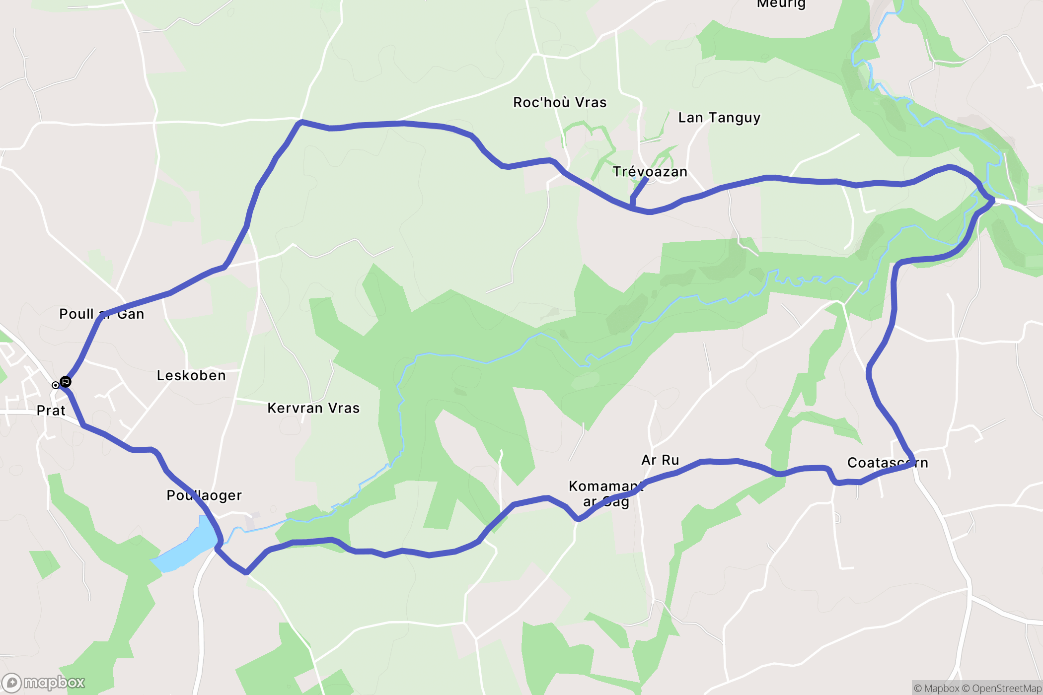 Prat : carte du parcours de randonnée - France