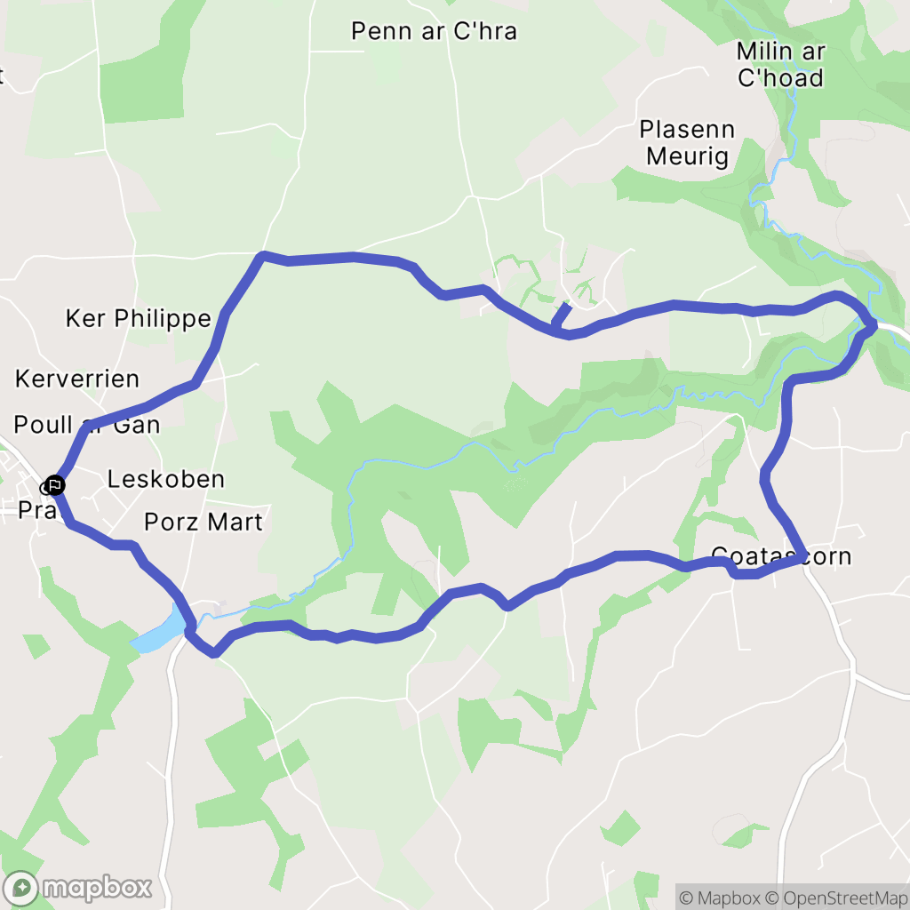 Prat : carte du parcours de randonnée - France